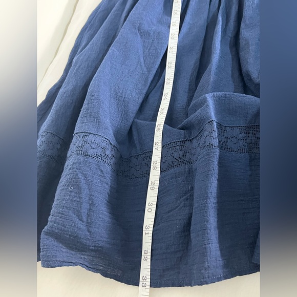 Natural Life Navy Blue Gauzy Cotton Lace Babydoll Short Sleeve Dress Size XL - Picture 7 of 9